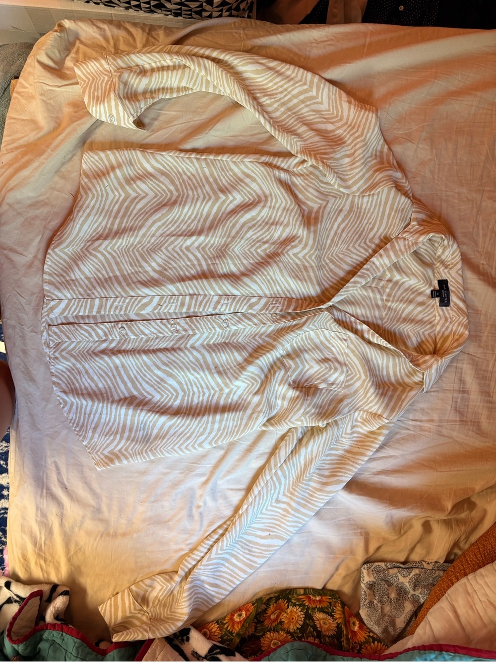 The Limited Beige and White Striped Button-Down Shirt